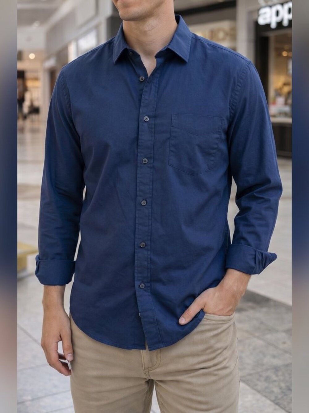 UNTUCKIT MENS BLUE BUTTON UP DRESS SHIRT (3XL)